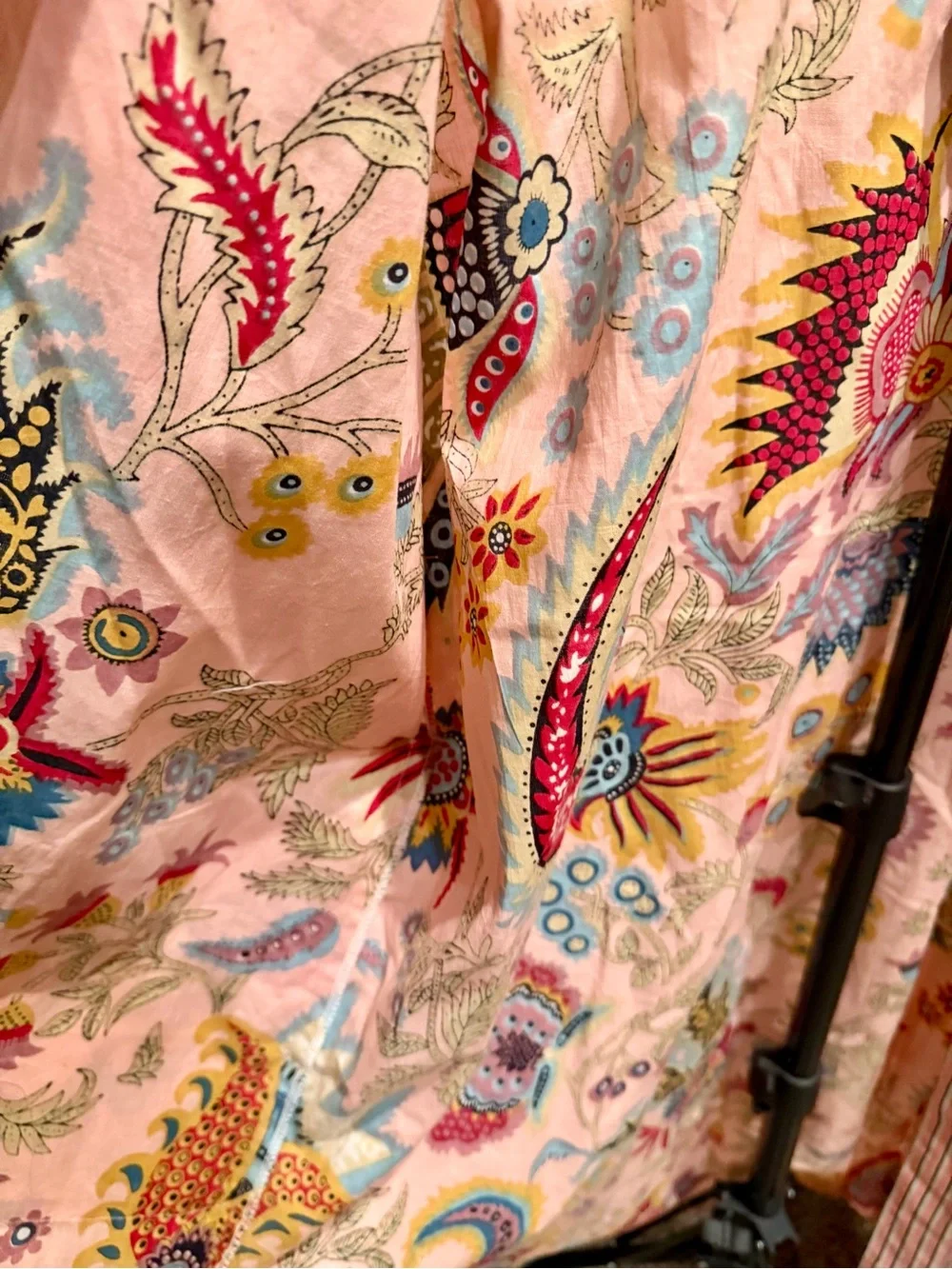 Women's Pink Floral Long Robe Kimono with belt